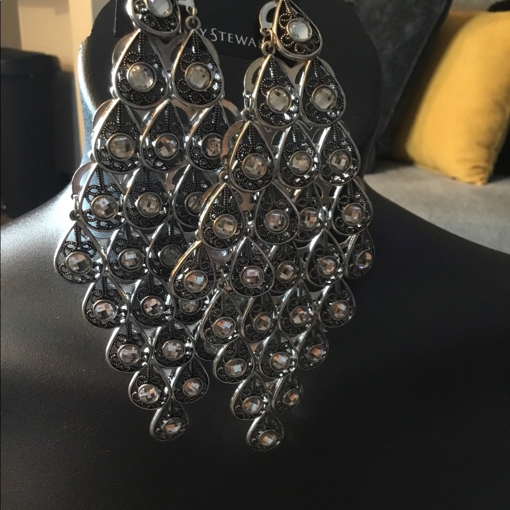 Ashley Stewart Silver Bohemian Stoned Earrings